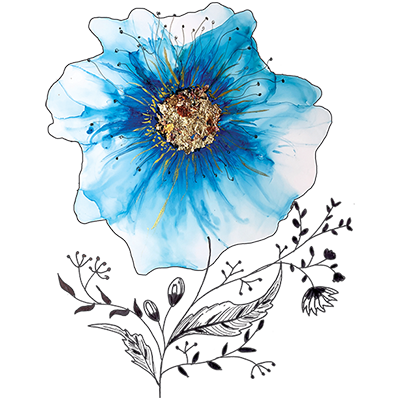 ABSTRACT BLUE FLOWER - METALLIC (RETIRED TRANSFER) Not Applicable ...